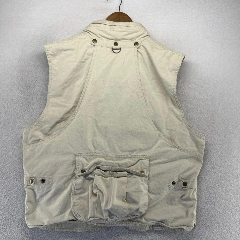 Vintage Banana Republic Vest Men's Large Beige Safari Travel Utility Canvas 90s